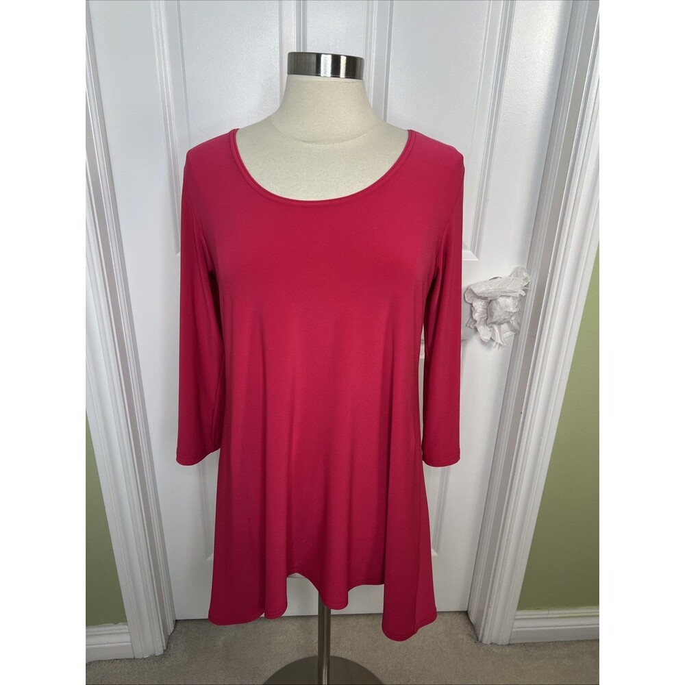 Sympli Womens Size 8 Pink 3/4 Bell Sleeve w/Grommets Stretch Artsy Tunic Top